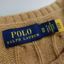 極美品 Polo Ralph Lauren ラルフローレン ポニー刺繍 カシミヤ混 ポケット 半袖ニット セーター ブラウン レディース XS_画像4