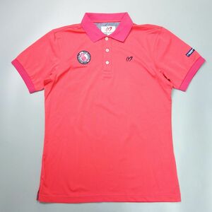美品 MASTER BUNNY EDITION マスターバニーエディション ロゴパッチ刺繍デザイン半袖ポロシャツ 4 ピンク メンズ ゴルフウェア