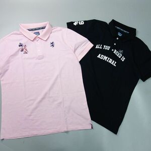 2点おまとめ 美品 アドミラル ADMIRAL 半袖ポロシャツ ストレッチ メンズ 黒/ピンク LL/XL ゴルフウェア