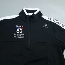 極美品 ルコックスポルティフ ゴルフ ストレッチ 吸水速乾 ハーフジップ 半袖シャツ 黒 メンズ L ゴルフウェア_画像2