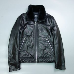  beautiful goods Black Label k rest Bridge fake leather boa collar rider's jacket black men's M