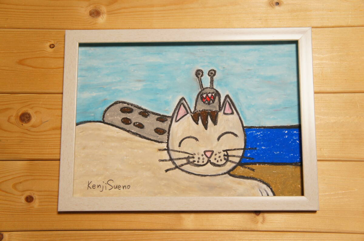 【Slug and Cat】手绘蜡笔风景画, A4 尺寸, 720, 蜡笔画, 油画棒画, 原创艺术, 艺术品, 绘画, 粉彩画, 蜡笔画
