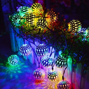 LEDイルミネーション 電池式 ガーデンライト 20球 3m モロッコ風 クリスマス ハロウィン ストリングスライト 2種点灯モード 飾り カラフル