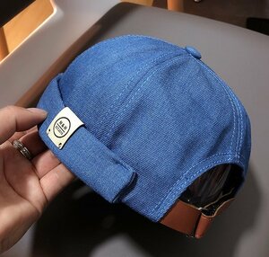 レトロ デニム セーラーハット 帽子 ロール 漁師帽 バケットハット メンズ レディース 100%綿 カジュアル ファッション ブルー