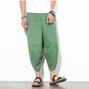 サルエルパンツ メンズ パンツ ワイド 涼しい ゆったり ボトムス ズボン バルーンパンツ 大きいサイズ M～5XL グリーン