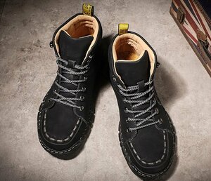 ブーツ メンズ マーティンブーツ シューズ 靴 アウトドア 手作り 軽量 快適 カジュアル ファッション 25.5cm ブラック