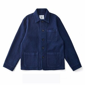 手作り 藍染め 刺し子 カバーオール 17OZ 綿100% ワークジャケット ブレザー sashiko indigo 上品 インディゴ L