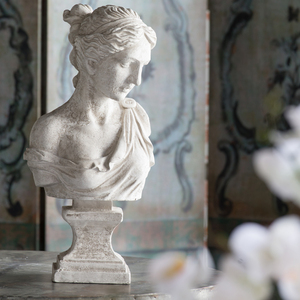 柔らかい表情が印象的な女神 ギリシャ神話 女神像 ディスプレイ 胸像 西洋彫刻 彫像 オブジェ 雑貨 北欧 ダメージ加工 ハンドメイド 樹脂