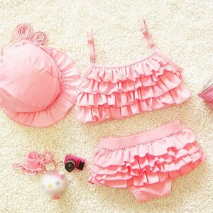  for children swimsuit girl bikini swimming wear top and bottom set frill separate playing in water pool summer sea travel 