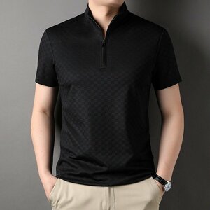 ポロシャツ シャツ メンズ チェック柄 半袖シャツ カジュアル ファッション 40代 50代 60代 M～XXXL ブラック
