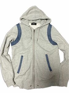 【DIESEL】ディーゼル　 ジップアップ パーカー　超美品　デニム生地加工　Ｌサイズ相当