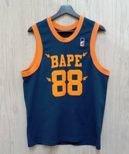 A BATHING APE/ア ベイシング エイプ/ベスト/BASKETBALL TANK TOP/ネイビー×オレンジ/Mサイズ