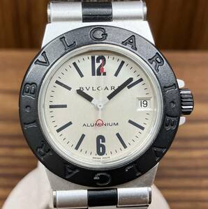 BVLGARI ブルガリ アルミニウム AL38A クォーツ メンズ 腕時計 デイト シルバー文字盤 店舗受取可