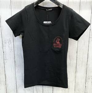 【タグ付き】HYSTERIC GLAMOUR /半袖Tシャツ/ヒステリックグラマー/ヒスガール/バック刺繍/0143CT07 /胸ポッケト /ブラック/夏