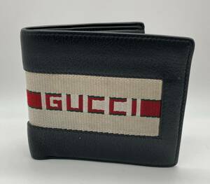 ジャンク GUCCI グッチ 408826.534563 二つ折り財布 ロゴ ★破れ有