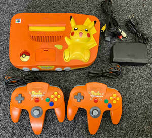  duck BY2 [ the first period operation verification ending ] NINTENDO64 Pikachu orange & yellow body / controller /AC adaptor /AC cable 