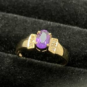  new goods finish settled . purple stone te The Yinling gK18 11 number 2.0g gold yellow gold ring store receipt possible 