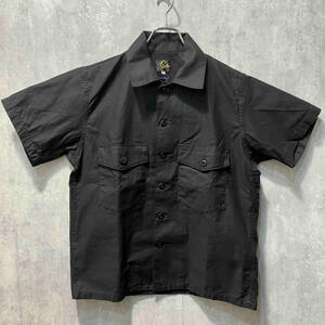 NEEDLES SS FATIGUE SHIRT BACKSATEEN MILITARY WORK SHIRT BLACK SIZE:XS MR232 COTTON ミリタリーファティーグシャツ ニードルス