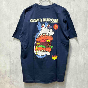 gaws burger man with a mission 半袖プリントTシャツ Lサイズ ネイビー ガウズ バーガー