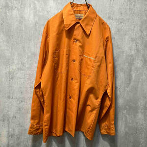60-70s ARROW 胸刺繍シャツ 長袖シャツ オレンジ サイズ:16 アロー 店舗受取可