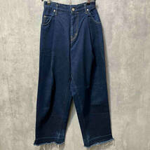 NEON SIGN WIDE DENIM SLACKS RIGID SIZE:44 COTTON N0343 裾ダメージ加工ワイドデニムパンツ ネオンサイン_画像1