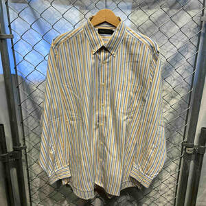 Polo Club Stripe Button Down Shirt Size:XL ビバリーヒルズポロクラブ イエローストライプ 長袖シャツ