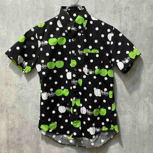 10ss COMME des GARCONS ×THE BEATLES ロゴ総柄シャツ 半袖シャツ サイズS ブラック グリーン コムデギャルソン ビートルズ
