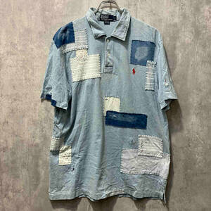 90s POLO RALPH LAUREN Patchwork Remake Polo Blue Size:L パッチワークリメイク 半袖ポロシャツ ポロラルフローレン