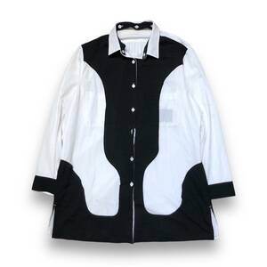 23AW YOHJI YAMAMOTO POUR HOMME ブラックホワイトスペアカラーブラウス リバーシブル power of the WHITE shirt サイズ3 店舗受取可