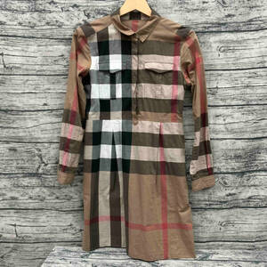 BURBERRY BRIT Burberry long sleeve One-piece check Brown M size 