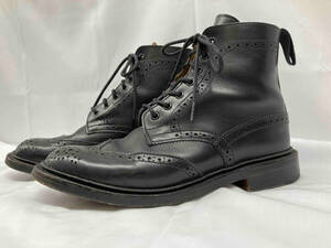 TRICKER'S トリッカーズ　STOW ウィングチップ　ショートブーツ ブラック レザー　イングランド製　約25cm相当　レースアップ　英国製