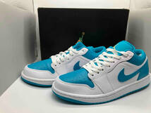 美品 NIKE AIR JORDAN 1 LOW 553558 174 ナイキ エア　ジョーダン 1 ロウ US8 26cm UK7 EU41 ホワイト アクアトーン_画像1