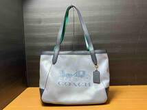 COACH コーチ レザー トートバッグ ホース アンド キャリッジ C5676 ブルー_画像1