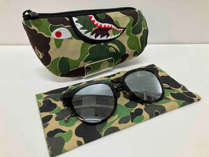 A BATHING APE アベイシングエイプ SHARK S08 52-21-148 サングラス セルフレーム モスグリーン系カモフラ/グレー系