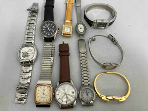 1 jpy start Junk set sale wristwatch K set 10ps.@ Orient GRAND PRIX other hand winding quartz part removing 