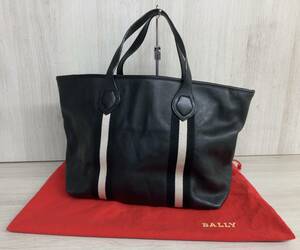 BALLY バリー レザー × キャンバス ハンドバッグ トートバッグ ブラック 黒 スイス製 [保存袋付き]