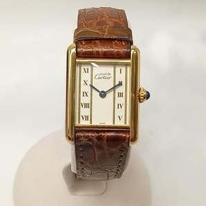 【ジャンク】 【BOX・国際保証書付】Cartier カルティエ マストタンクヴェルメイユ 37469 ケース925 クォーツ 腕時計の画像2