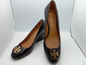 TORY BURCH ウエッジソール パンプス 75830 ブラック サイズ8M ヒール高さ約7cm