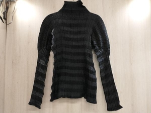 通年 ISSEY MIYAKE イッセイミヤケ 長袖シャツ IM63-FJ623 プリーツ加工 ハイネック カットソー M ブラック 黒色