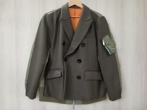 sacai 22-06325/Chalk Stripe Nylon テーラードジャケット サカイ オリーブ サイズ1 店舗受取可