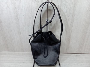 通年 Jil sander ジルサンダー ショルダーバッグ Drawstring soft vegetal レザー ブラック