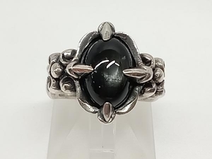  gothic design silver ring #16.5 black Stone Cat's I Dragon Claw gross weight 14.7g
