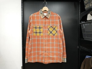 BURBERRY LONDON ENGLAND Contrast Check Cotton Flannel Oversized Shirt バーバリー フランネルシャツ S 8021807 オレンジ