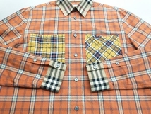 BURBERRY LONDON ENGLAND Contrast Check Cotton Flannel Oversized Shirt バーバリー フランネルシャツ S 8021807 オレンジ_画像4