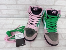 NIKE SB Dunk high Pro PRM CU7349-001 ナイキ エスビー ハイカット スニーカー メンズ ピンク グリーン ストリート 26.5cm 状態考慮_画像1