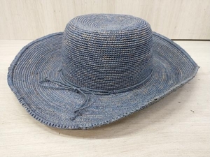 夏 Helen Kaminski ヘレンカミンスキー 麦わら帽子 現状品 ハット Raffia ラフィア つば広 ブルー系