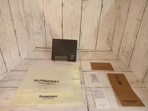 BURBERRY BURBERRY двойной бумажник TBbai складной бумажник черный телячья кожа Италия производства 