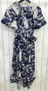 snidel / volume sleeve shirt One-piece / Snidel / short sleeves One-piece / total pattern / navy / flair skirt / summer 