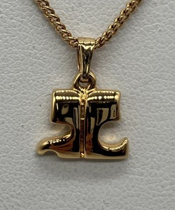 courreges 40+6cm Logo Mark Gold color necklace 