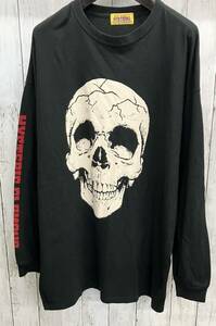 HYSTERIC GLAMOUR /SKULL HEAD オーバーサイズTシャツ/長袖Tシャツ/ヒステリックグラマー/スカルプリント/ブラック/春